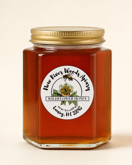 Wildflower Honey, 12 oz Hex Jar